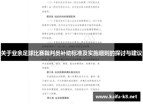 关于业余足球比赛裁判员补助标准及实施细则的探讨与建议